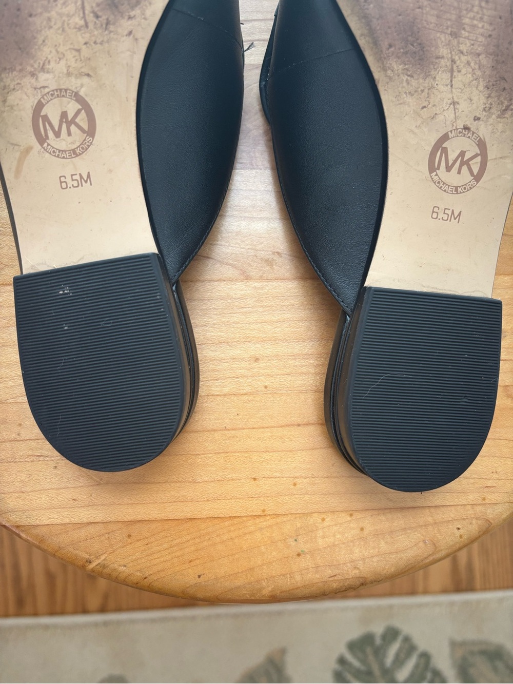 Michael Kors Black Leather Mule Loafers with Silver Chain Accent - Picture 5 of 6